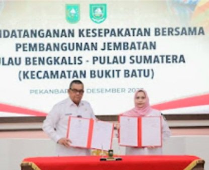 Gubernur Riau dan Bupati Bengkalis Teken Naskah Kesepakatan