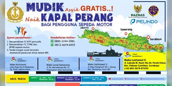 KRI Banjarmasin-592 Ajak Mudik Gratis yang Aman dan Nyaman dari TNI AL