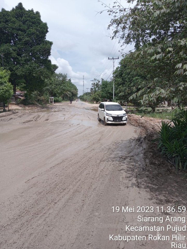 Jalan Lintas Pujud Siarang Arang Sangat Memprihatinkan