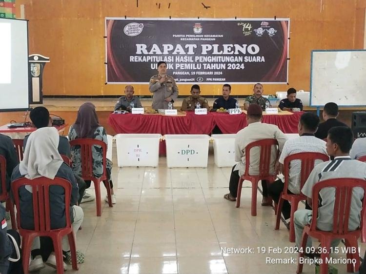 Rapat Pleno Kecamatan Pangean, Kapolsek Pangean: TNI/Polri Siap Jaga Kondusifitas