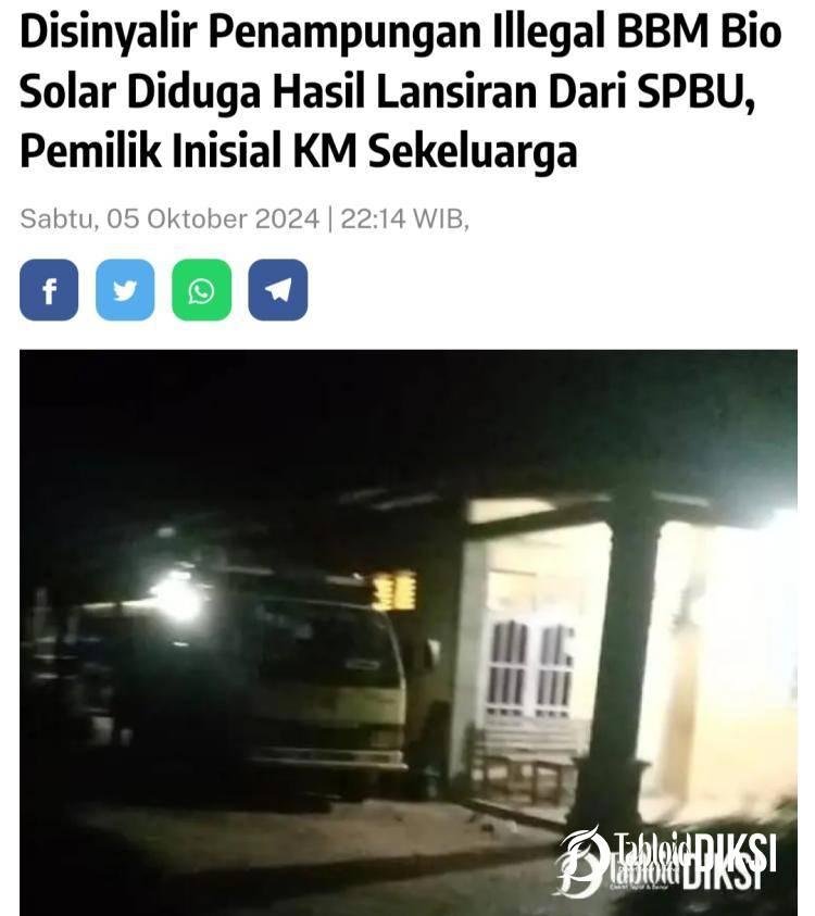 Akui Pasokan BBM Bio Solar Dirumah : Pakai Sendiri Untuk Antisipasi !, Pengusaha CPO Panorama Mengeluh Akan Aktifitas Itu !