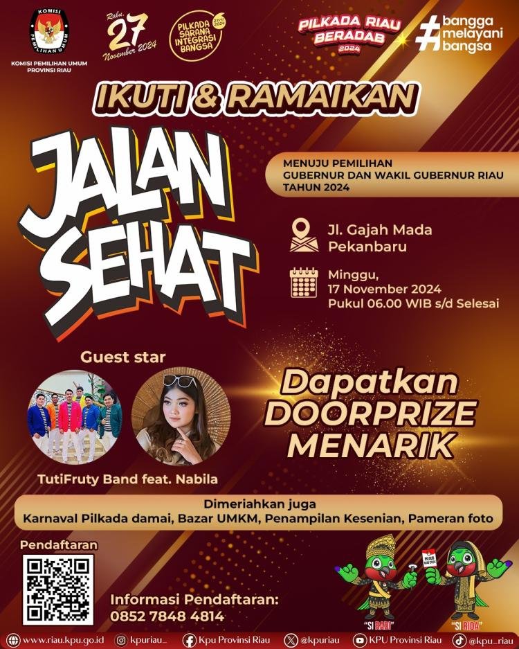 Mari Ikuti dan Ramaikan, KPU Riau Gelar Jalan Sehat pada 17 November 2024