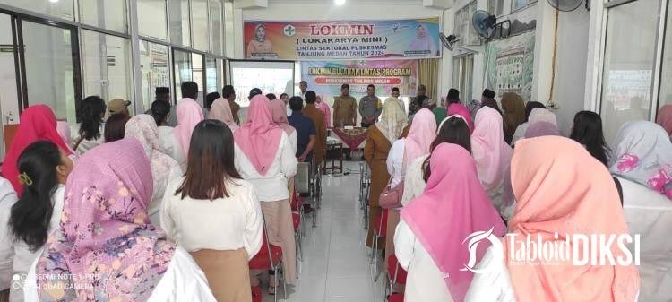 Wakili Danramil, Babinsa Koramil 06/TM Hadiri Kegiatan Lokakarya Mini Lintas Sektoral di Aula Pertemuan Puskesmas Tanjung Medan