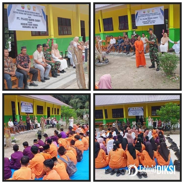 Sukseskan Program Pemerintah, Kodim 0321/Rohil Koramil 06/TM berserta PT. Pujud Karya Sawit Berikan makan bergizi gratis