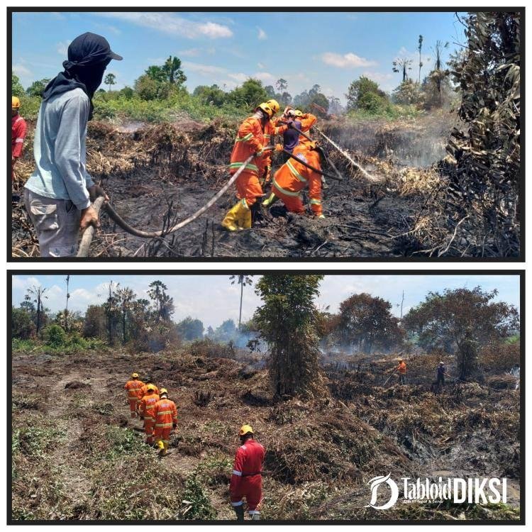 Personil Koramil 0321-06/TM Rohil Bersama Tim Gabungan, Berjibaku Melakukan Pemadaman Dan Pendinginan