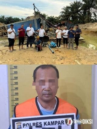 Satreskrim Polres Kampar Tangkap Pelaku Penambangan Emas Ilegal di Desa Lipat Kain