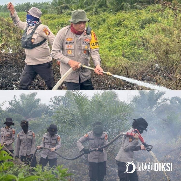Meskipun Dibulan Suci Ramadhan, Kapolres Rohil Pimpin Langsung Pemadaman Di Rantau Bais