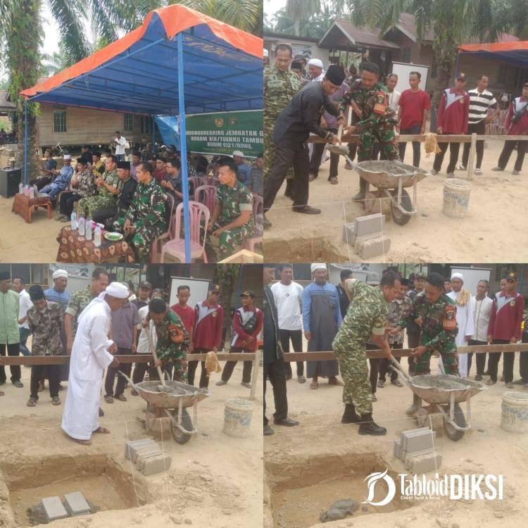 Ground Breaking Jembatan Garuda di wilayah Koramil 0321-06/TM Rohil Kepenghuluan Air Hitam