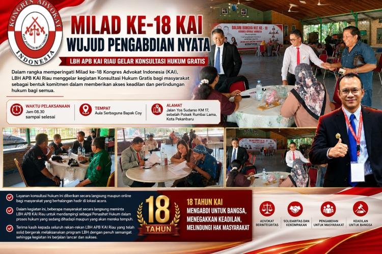 LBH APB KAI Riau Bantu Warga Hadapi Persoalan Hukum pada Momentum Milad KAI
