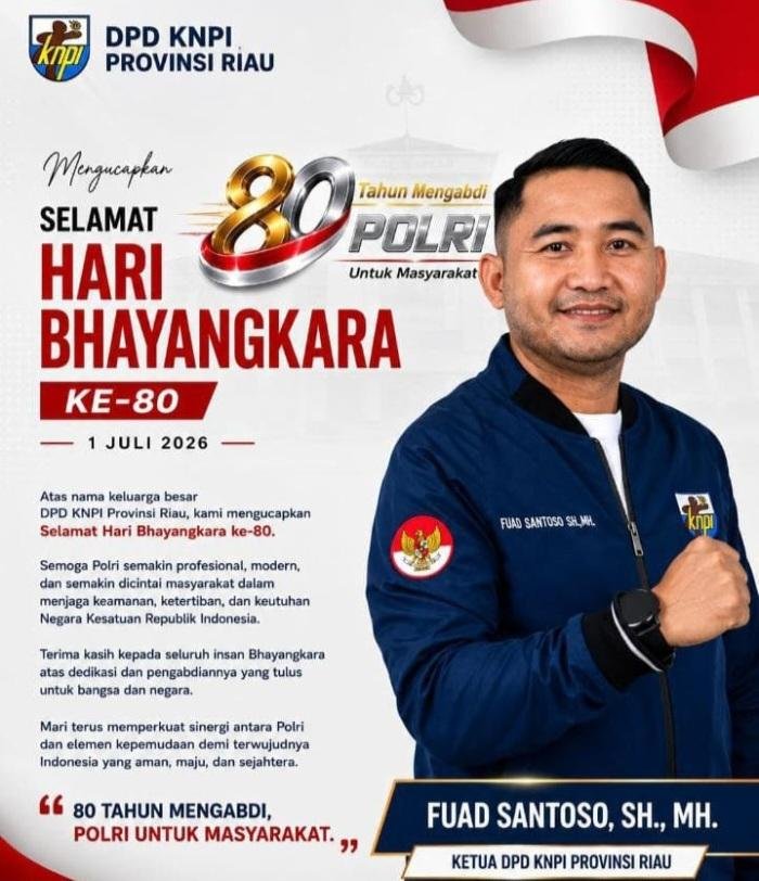 HUT Bhayangkara ke-80, KNPI Riau Sampaikan Apresiasi untuk Insan Bhayangkara