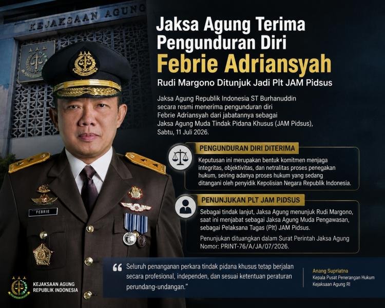 Jaksa Agung Terima Pengunduran Diri Febrie Adriansyah, Plt JAM Pidsus Ditunjuk