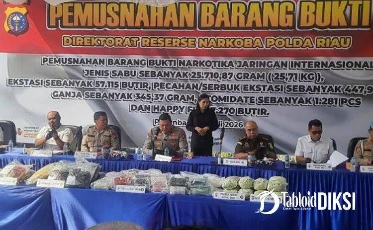 Polda Riau Musnahkan Narkoba Rp69,7 Miliar, Sindikat Internasional Dibongkar