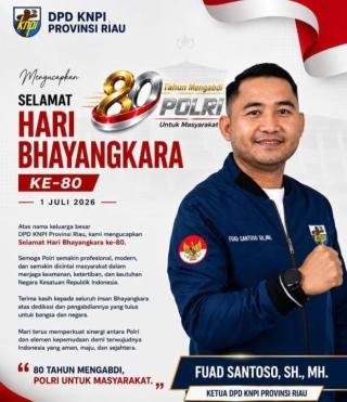 HUT Bhayangkara ke-80, KNPI Riau Sampaikan Apresiasi untuk Insan Bhayangkara