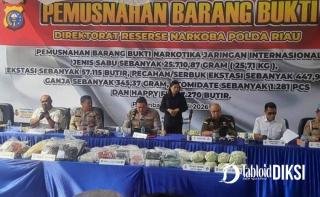 Polda Riau Musnahkan Narkoba Rp69,7 Miliar, Sindikat Internasional Dibongkar