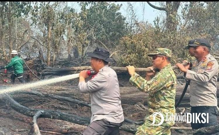 1,5 Hektare Lahan Gambut Terbakar, Kapolres-Wabup Pelalawan Turun Tangan