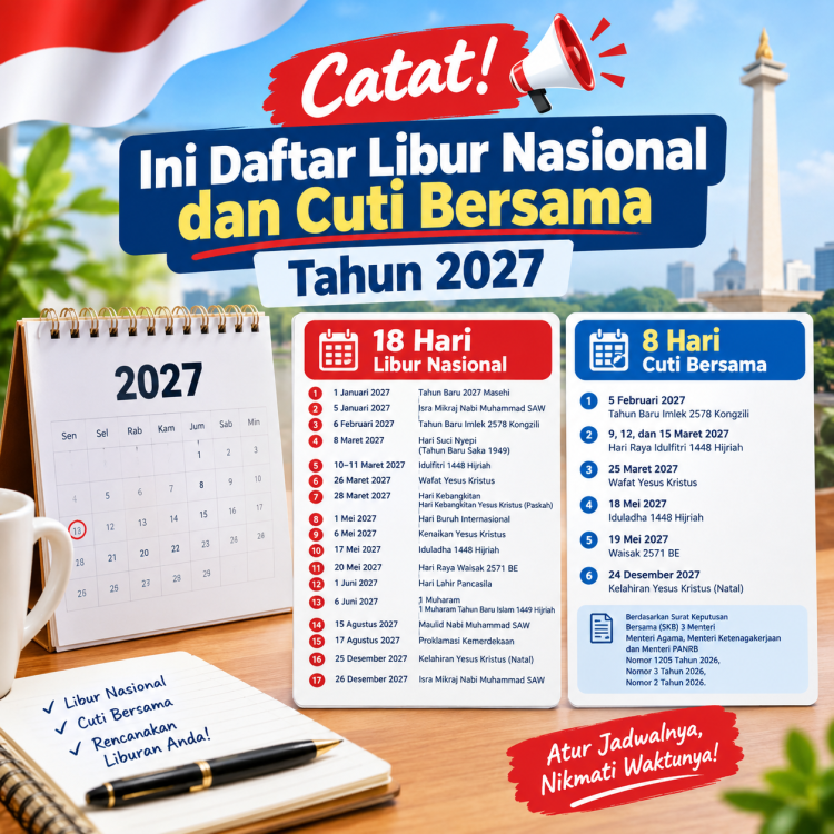 Pemerintah Resmi Tetapkan Jadwal Libur Nasional dan Cuti Bersama 2027