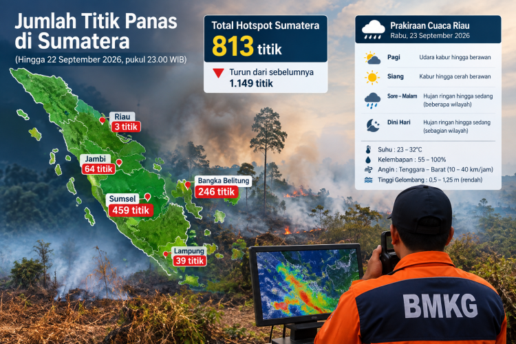 Hotspot di Sumatera Turun, Riau Tersisa Tiga Titik Panas