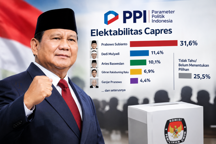 PPI Rilis Elektabilitas Capres, Prabowo Unggul dengan 31,6 Persen