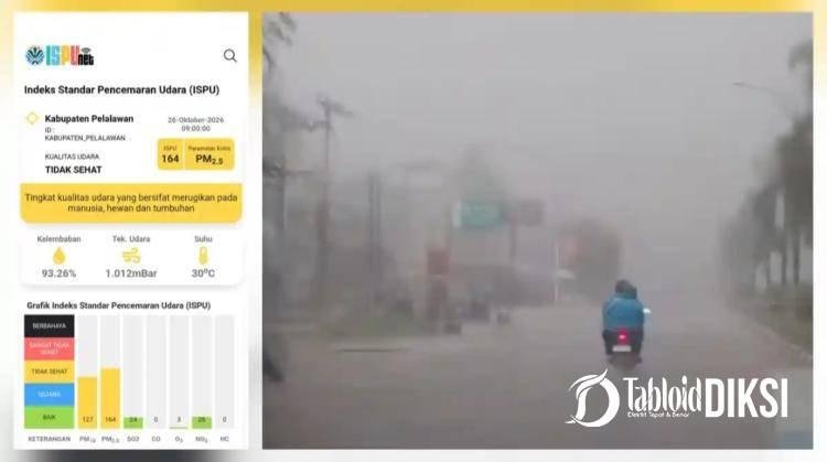 Hujan Semalaman, Kualitas Udara Pelalawan Masih Tidak Sehat, PM2.5 di Level 164