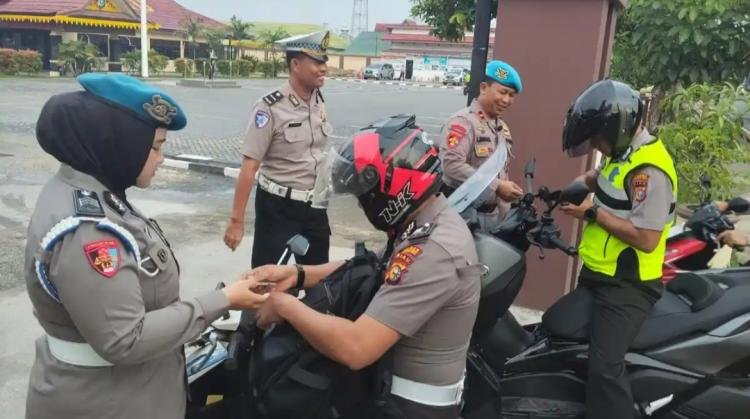 Operasi Patuh Lancang Kuning di Inhu, Kendaraan Dinas Polisi Ikut Diperiksa