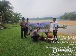 Polsek Kampar Kiri Turun ke Desa Gema, Green Policing Jadi Gerakan Jaga di Kampar